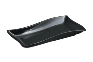 طبق تقديم مموج 28×14×2.5 ميلامين أسود***106611B