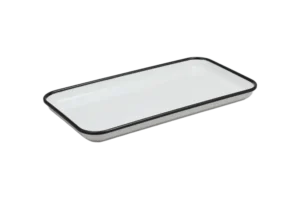 Gastronomy Tray 1/3 White Enamel Look With Black Stripe***2215136