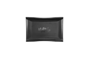 Rectangular Plate, Faceted, 18.8X12 Cm, Black Melamine, Skura***410675B