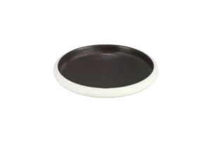 Taiji Deep Round Plate 22 Cm Dark Brown Melamine White***412509Ico