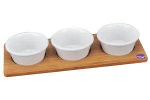 Bamboo Wooden Stand 32X13 For 3 Bowls***B6001