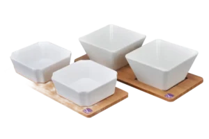 Bamboo Wooden Stand 32X13 For 2 Bowls***B6002