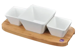 Bamboo Wood Serving Set 33X15 And 3 Bowls***601001