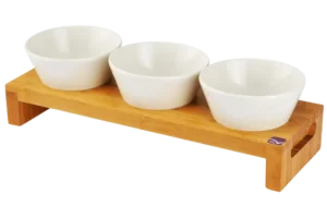 Bamboo Wooden Serving Tray Set 40X13 And 3 Bowls (600801)***70080501