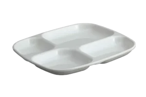 طبق مقسم مربع اقتصادي 24X26 بلاستيك ميلامين أبيض ***102210