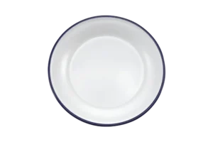 27 Cm White Enamel-Like Plate With Blue Melamine Stripe***2206111