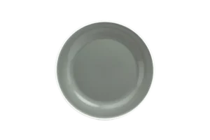 طبق 27 سم، مظهر مينا رمادي، شريط أبيض، ميلامين ***2206112