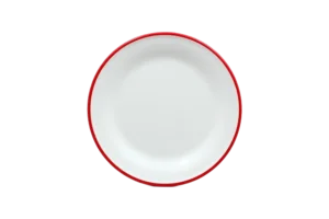23 Cm White Enamel-Like Plate With Red Melamine Stripe***2207094