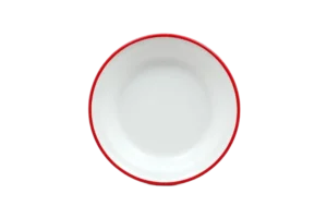 طبق عميق 20 سم، مينا أبيض مظهر، شريط أحمر، ميلامين ***2208084