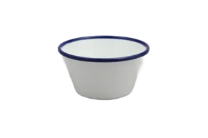 12.5*6.7 White Enamel-Like Melamine Blue Stripe Plate***2209051