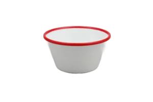 12.5*6.7 White Enamel-Like Dish With Red Melamine Stripe***2209054
