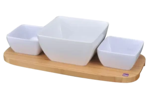 مجموعة تقديم من خشب الخيزران 46 × 21 سم و 3 أوعية ***600901