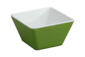 Square Conical Bowl 13 Cm White/Green Melamine***206505Ig
