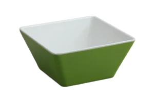 Square Conical Bowl 18 Cm White/Green Melamine***206507Ig