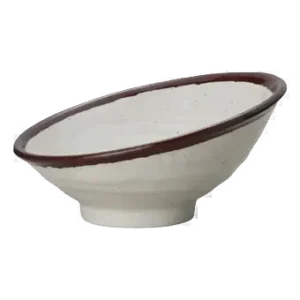 Melamine Salad Bowl 90X182X188 Cream With Brown Stripe A76