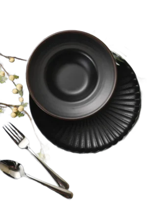 وعاء باستا ميلامين 21 سم أبيض وأسود 13871-08 أسود وأبيض