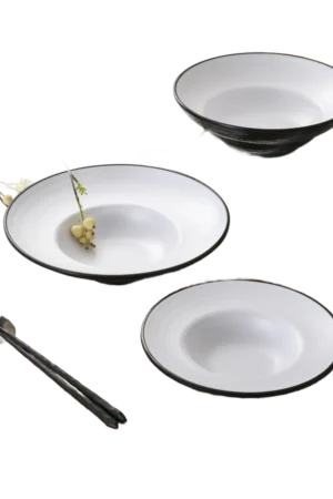 Melamine Pasta Plate 25 Cm B&W 13874-10