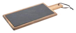 Wooden Board With Slate Stone And Handle 43X33X18 Cm