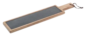Wooden Board With Slate Stone And Handle 55X43X12 Cm
