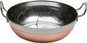 Deep Round Frying Pan With 2 Handles, Hammered, Copper Plated, 15X5.5 Cm***13602715