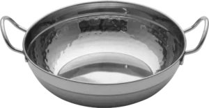 Deep Frying Pan, 2 Handles, Hammered Stainless Steel, 21X6 Cm***13602621