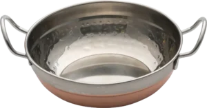 Deep Round Frying Pan With 2 Handles, Hammered, Copper Plated, 18X Cm***13602718