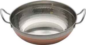 Deep Round Frying Pan With 2 Handles, Hammered, Copper Plated, 21X6 Cm***13602721