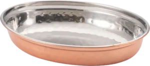 Oval Hammered Copper Plated Serving Dish 19X14 Cm***13607419