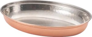 Oval Hammered Copper Plated Serving Dish 25.5X18 Cm***13607426