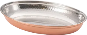 Oval Hammered Copper Plated Serving Dish 30X21 Cm***13607430