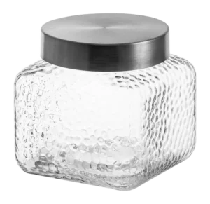 Square Hammered Stainless Steel Jar 1.2 Liters 18234312