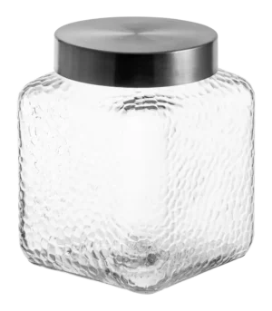 Square Hammered Stainless Steel Jar 1.8 Liters 18234316