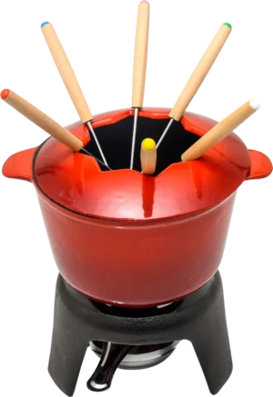 Red Cast Iron Fondue Set***10630606