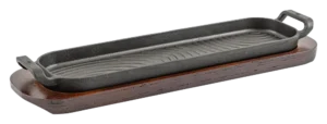 Cast Iron Plancha With Wooden Base 38X11X2.5 Cm
