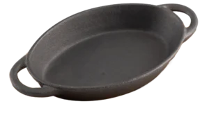Oval Cast Iron Frying Pan 22X15 Cm Bamboo Bottom***10630972