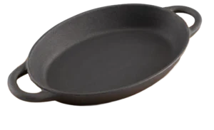 Oval Cast Iron Frying Pan 26X18 Cm Bamboo Bottom***10630973