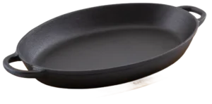 Cast Iron Pan 36X25 Oval Bamboo Bottom***10630976