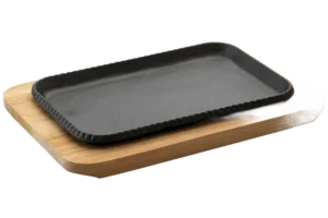 Rectangular Cast Iron Plate With Wooden Base 26.5X17.5***10632606