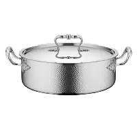 Hammered Stainless Steel Pot 28X09 Cm + Lid