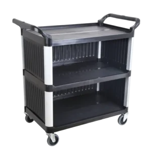 3-Story Plastic Cart, Closed On 3 Sides
