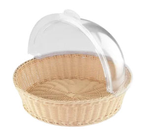 Round Straw-Like Basket + Polycarbonate Lid 40X10 Cm