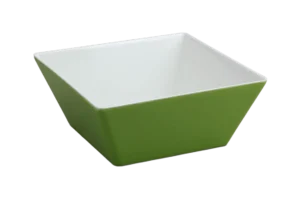 Square Conical Bowl 24 Cm White/Green Melamine***206510Ig