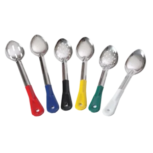 ملعقة تقسيم من الفولاذ المقاوم للصدأ مطلية بالمطاط الأحمر 33 سم