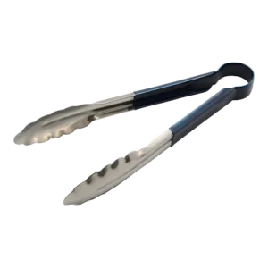 Black Rubber Coated Stainless Steel Tongs 23 Cm