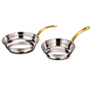 Hammered Stainless Steel Frying Pan 16 Cm Gold Handle