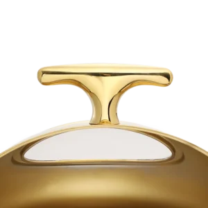 Round Gold Rolltop Serving Dish Made Of Glass