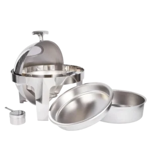 Round Rolltop Serving Dish With Glass Lid