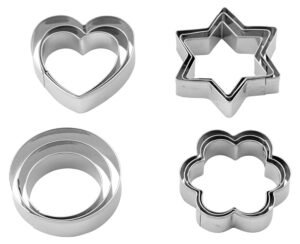 Set Of 12 Cookie Cutters, Flower, Star, Round, Heart***18001805