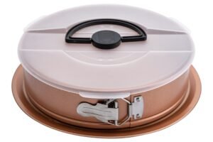 Teflon Springform Pan, Wide Bottom, Gold, With Lid, 26X7 Cm***18006426