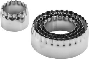 Set Of 5 Round Cookie Cutters, Double-Sided, Smooth And Zigzag***18009553